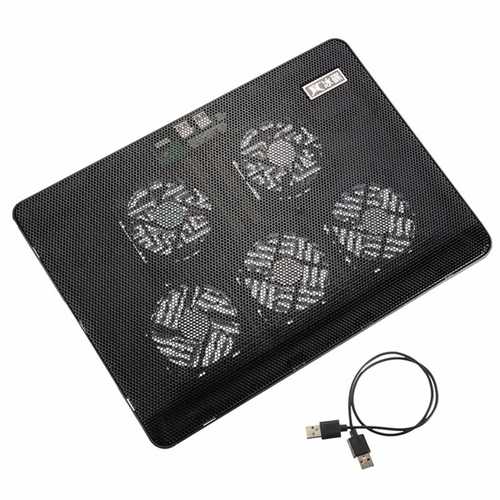 5 Fans LED USB Port Cooling Stand Pad Cooler for 12-17 inch Laptop Notebook