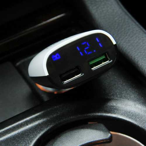 HAWEEL 3.4A 2 Ports USB LED Display Design Car Charger With QC3.0 For iphone7 Samsung S8 Xiaomi 6