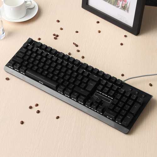 104Keys Blue Switch 7Colors RGB LED Backlight Waterproof USB Ergonomic Mechanical Gaming Keyboard