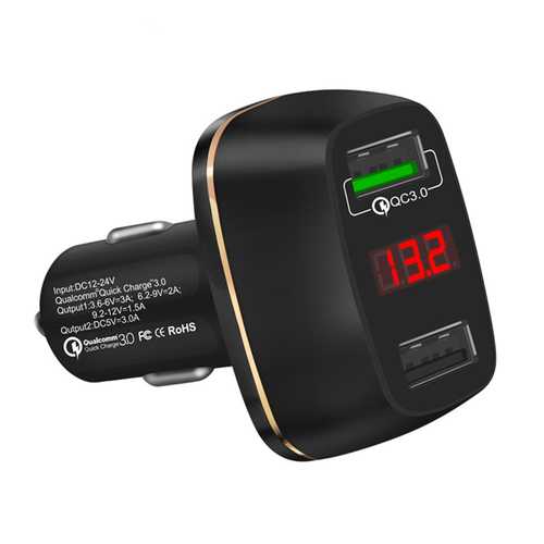 3A 2Ports QC3.0 USB Fast Charging Car Charger With LED Display For iphone X 8 Samsung S8 Xiaomi 6