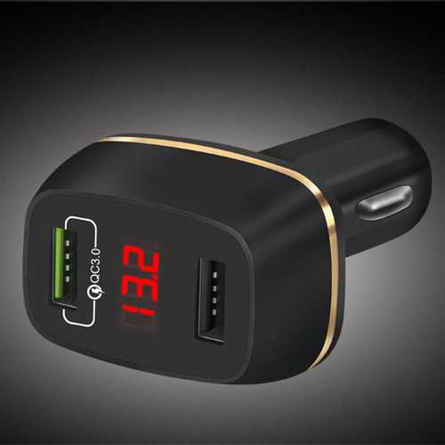 3A 2Ports QC3.0 USB Fast Charging Car Charger With LED Display For iphone X 8 Samsung S8 Xiaomi 6