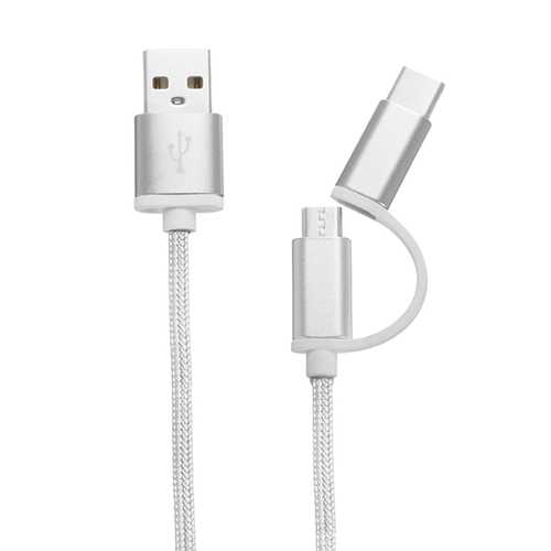 2 in 1 Type C Micro USB Fast Charging Data Cable Tablet Cellphone