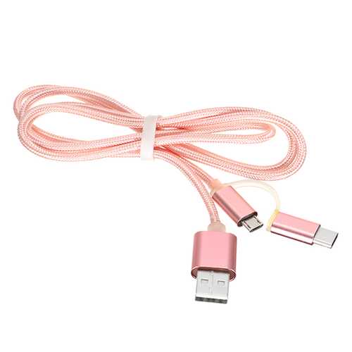 2 in 1 Type C Micro USB Fast Charging Data Cable Tablet Cellphone