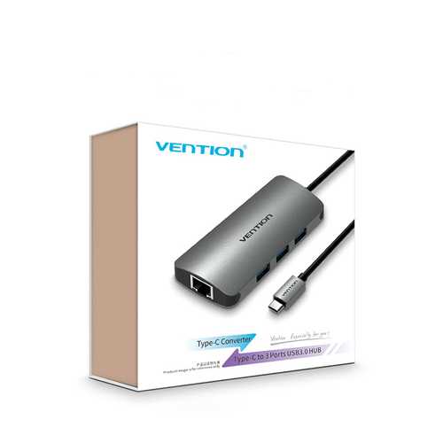 Vention CHFHA Type-c to USB 3.0 3Ports Hub RJ45 Gigabit Ethernet Adapter USB C to LAN Converter