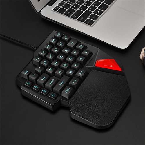 K108 Mini USB Wired 38 Keys LED Backlit Ergonomic Single Hand Keypad Gaming Keyboard