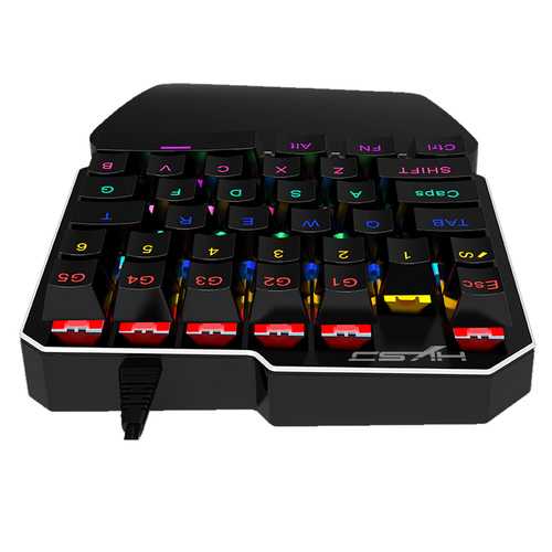HXSJ J100 One Hand 35keys Blue Switch Mechanical Keyboard 7 Backlight Full Key No Conflict