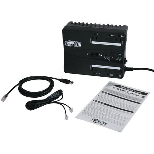 Tripp Lite(R) ECO350UPS ECO Series Energy-Saving Standby UPS System with USB Port & Outlets (Output Power Capacity: 350VA/180W; 6 Outlets--3 UPS/Surge, 1 Surge Only, 2 ECO/Surge Outlets)
