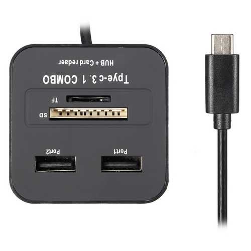 USB 3.1 Type C High Speed 2 Port USB 2.0 Hub with Micro SD Card Reader OTG for MacBook