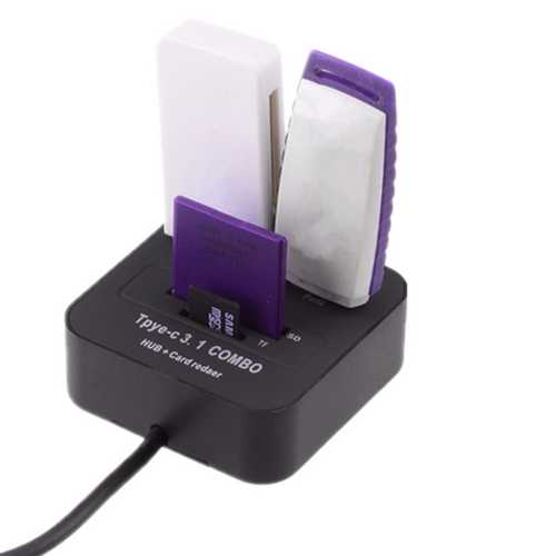 USB 3.1 Type C High Speed 2 Port USB 2.0 Hub with Micro SD Card Reader OTG for MacBook