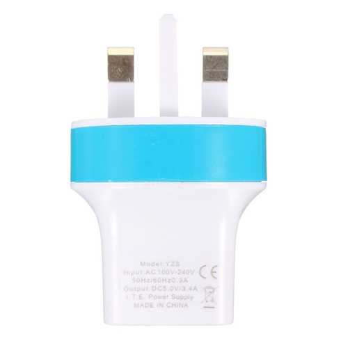 UK Plug 5V 2.1A Dual USB Home Travel Wall Power Charger Color Random Shipment