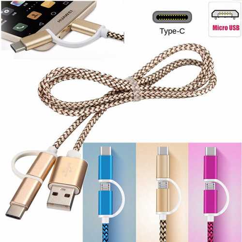 1M USB 3.1 Type C Micro USB Charger Data Sync Cable for Tablet Random Shipment