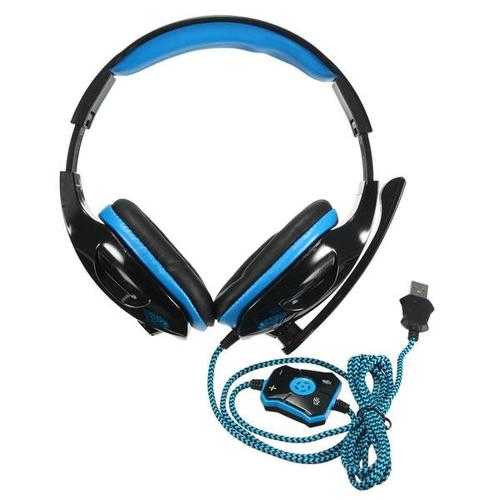 Gaming Headset 7.1Ch Stereo Foldable Headbrand Headphone USB LED With Mic