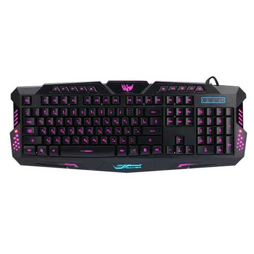 A877 Russian Version Wired 3 Color Adjustable Backlit Gaming Keyboard