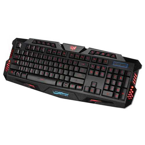 A877 English Version Wired 3 Color Adjustable Backlit Gaming Keyboard