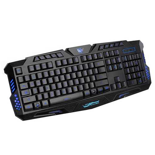 A877 English Version Wired 3 Color Adjustable Backlit Gaming Keyboard
