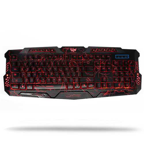 A878 Crack Explosion Version Wired 3 color Adjustable Backlit Gaming Keyboard