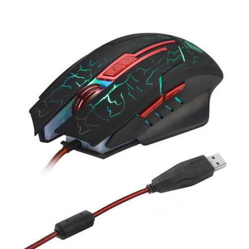 HXSJ H800 Fire Bird 6D 5500 DPI Colorful Backlight Wired Optical Gaming Mouse