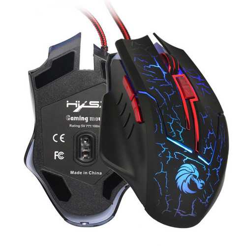 HXSJ H800 Fire Bird 6D 5500 DPI Colorful Backlight Wired Optical Gaming Mouse