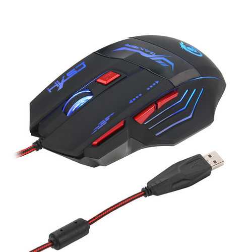 HXSJ H100 Dragon 7D 5500 DPI Colorful Backlight Wired Optical Gaming Mouse