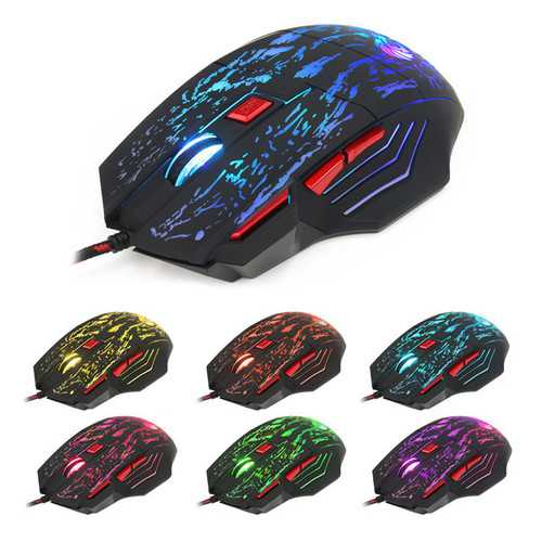 HXSJ H300 Fire Bird 7D 5500 DPI Colorful Backlight Wired Optical Gaming Mouse