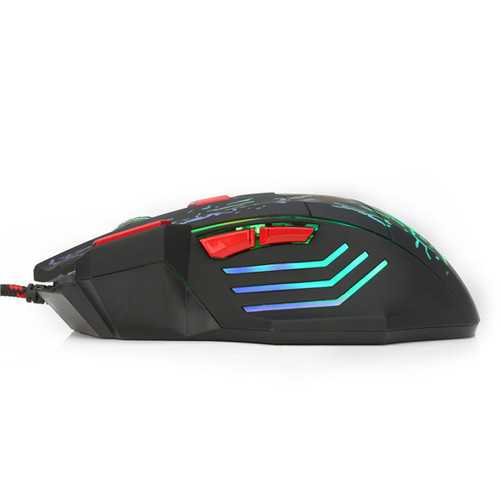 HXSJ H300 Fire Bird 7D 5500 DPI Colorful Backlight Wired Optical Gaming Mouse