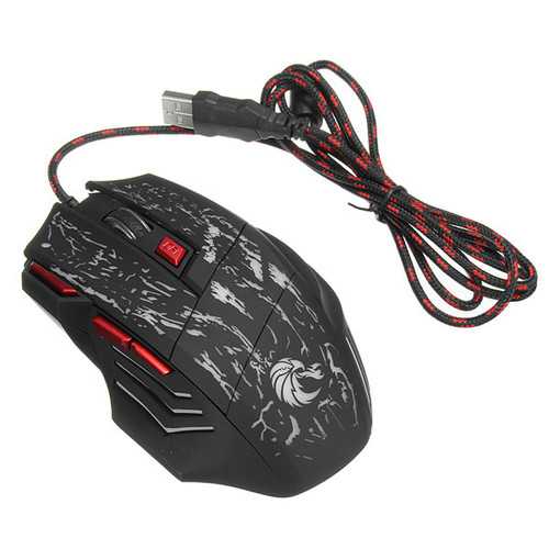 HXSJ H300 Fire Bird 7D 5500 DPI Colorful Backlight Wired Optical Gaming Mouse