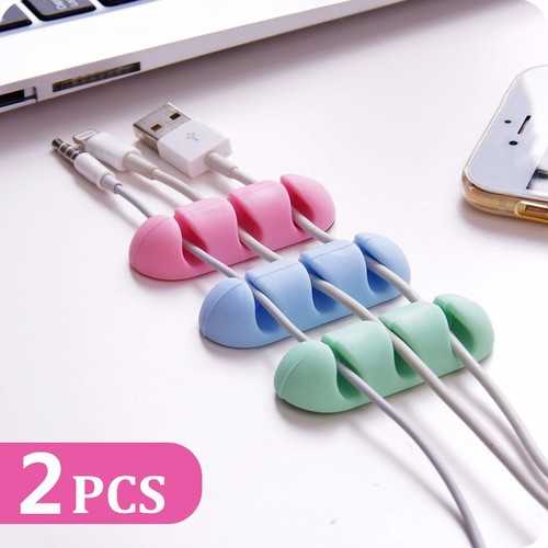 Bakeey™ 2PCS TPU Cable Clips Cable Holder Desktop Cable Organizer Cord Management Headphone Holder