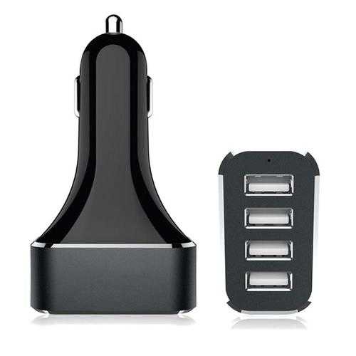Black 9.6A 48W 4 Port USB Car Charger for iPhone Samsung HUAWEI iPad
