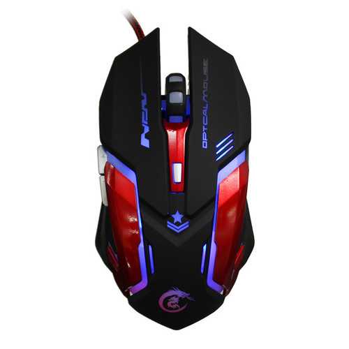 HXSJ H500 6 Buttons 3200 DPI Colorful Backlight Wired Optical Gaming Mouse