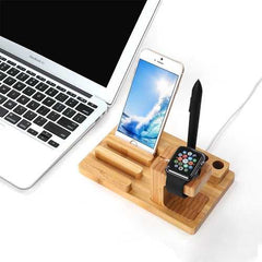 Bamboo Wooden Desktop Charging Platform Stand Bracket For Apple Watch iPhone 6S Plus Pen