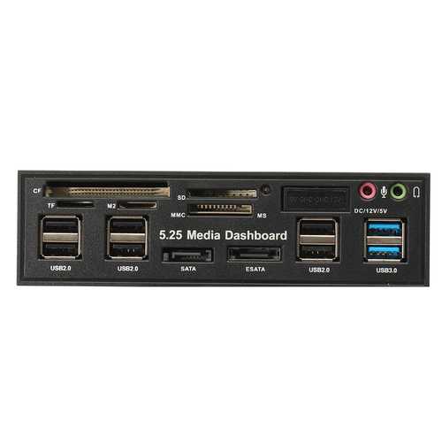 5.25 Inch USB3.0 Drive Bay SD TF Card Reader SATA USB Hub Audio Front Panel Media Dashboard