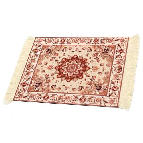28X18cm Persian Style Mini Woven Rug Mouse Pad Carpet Mousemat With Fringe