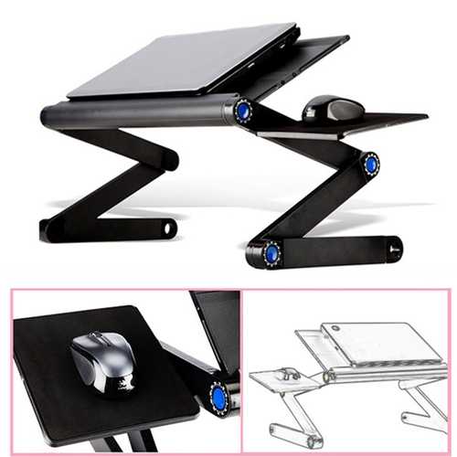 Adjustable Foldable Laptop Notebook Desk Table Fan Hole Stand Portable Tray