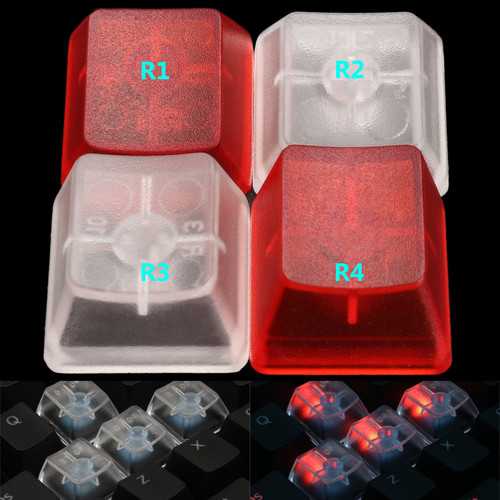 5PCs Transparent Keycap Clear All Height Red White for Mechanical Keyboard R1 R2 R3 R4