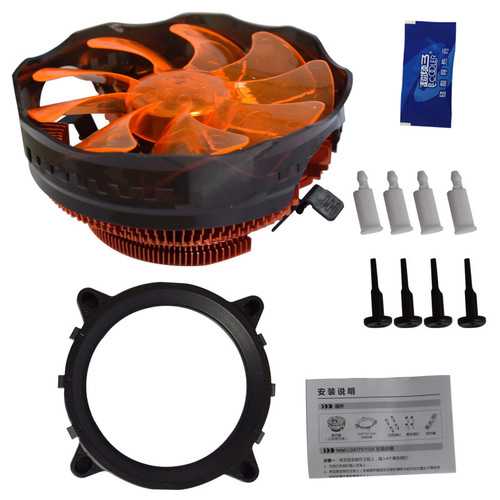 Pccooler E121M 4 Pin 12cm Orange LED CPU Cooler Cooling Fan For Intel LGA775 LGA115X AMD AM2 AM3