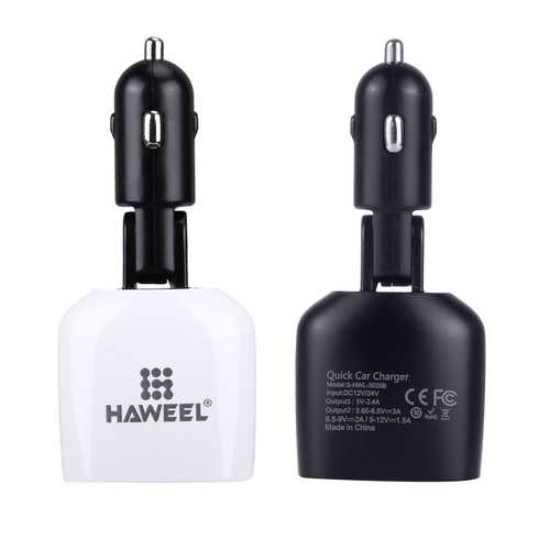 HAWEEL 3.4A 2 Ports USB LED Display Design Car Charger With QC3.0 For iphone7 Samsung S8 Xiaomi 6