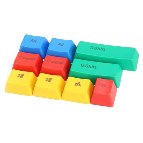 10Pcs RGBY ANSI PBT Thick Keycap Key Caps for Mechanical Gaming Keyboard