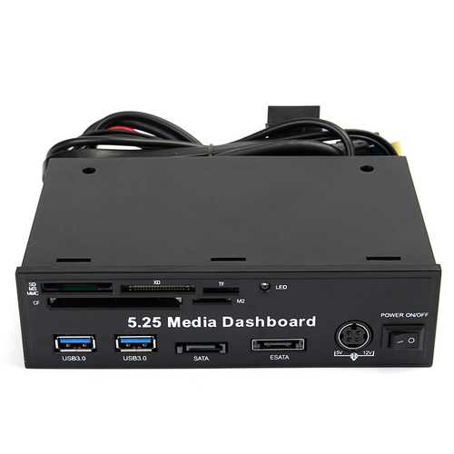 5.25 inch PCI-E to TF SD Card Reader SATA ESATA USB 3.0 Hub Front Panel PC Media Dashboard