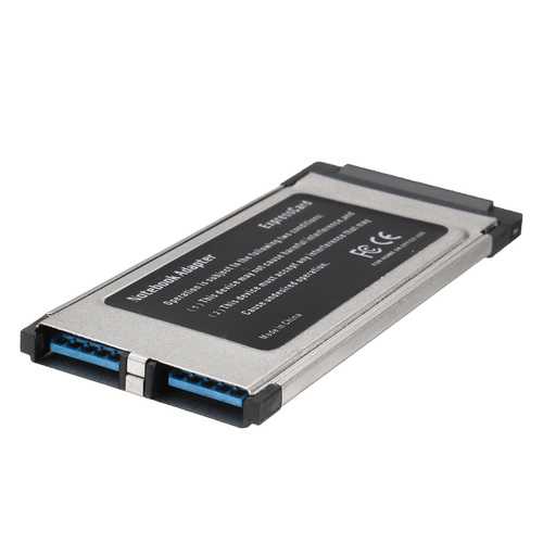 2 Dual Port USB 3.0 Express 34mm Express Card Hidden Adapter For Laptop Notebook