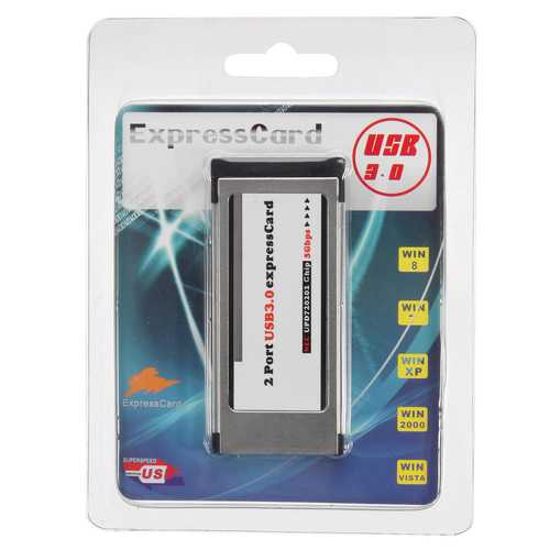 2 Dual Port USB 3.0 Express 34mm Express Card Hidden Adapter For Laptop Notebook