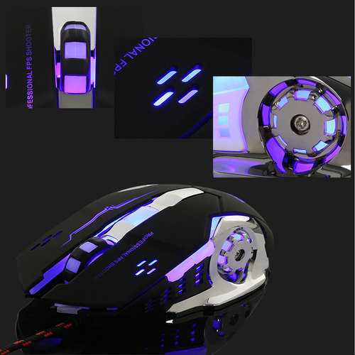 Free Wolf 4000DPI 6 Button LED Optical Gaming Mouse Mechanical Macro Programmable for PC Laptop