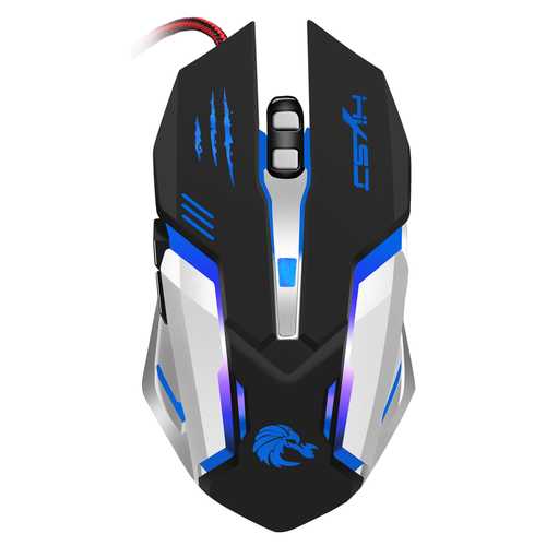 HXSJ 5000DPI 6 Buttons 7 Color Effect Optical Gaming Mouse Adjustable DPI for PC Desktop