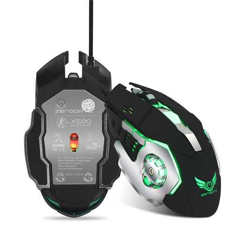 Zerodate X500DU 4 LED Light Effect 3200 DPI Adjustable Mechanical Macros Define Gaming Mouse for PC