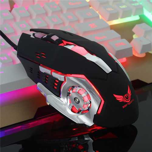 Zerodate X500DU 4 LED Light Effect 3200 DPI Adjustable Mechanical Macros Define Gaming Mouse for PC