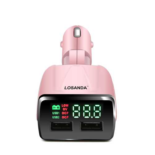 Losanda 2.5A 2 Ports USB Car Charger With Voltage Monitor LED Display For iPhone7 Samsung S8 Xiaomi6