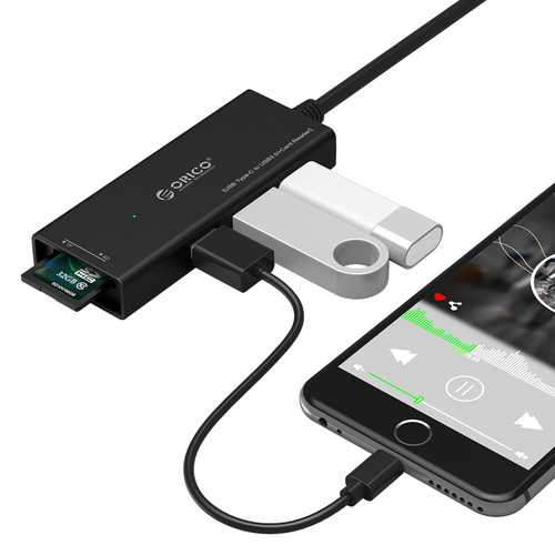 ORICO CH3SF-BK High Speed Type-C to 3 USB 3.0 Ports Hub SD TF Card Reader