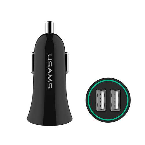 USAMS US-CC013 2.1A 2 USB Ports Small Horn Type Car Charger For iphone7/7Plus Samsung S8 Xiaomi 6