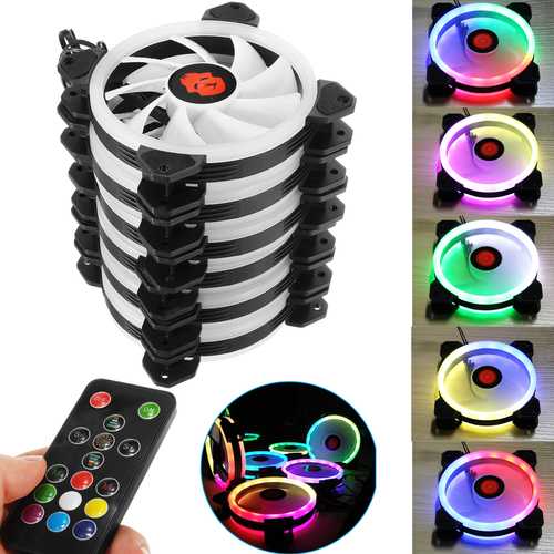 Coolmoon 6PCS 120mm Adjustable RGB LED Light Computer PC Case Cooling Fan with IR Remote