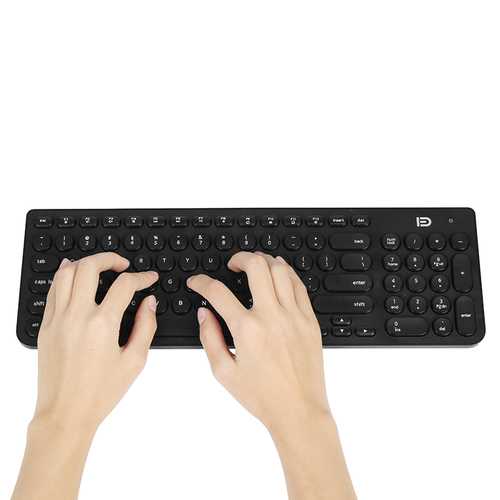 Ultra Silent Thin 2.4GHz Round Keycap Wireless Keyboard and Mouse Set Kit for Desktop Notebook