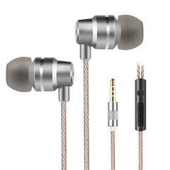 3.5mm Wired In-ear Wire-Control Metal  Earphone Gray with Microphone